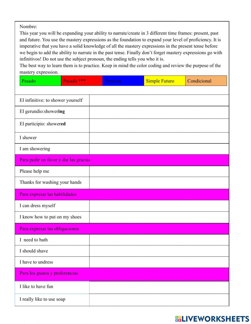 Mastery expressions with reflexive verbs