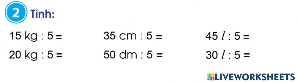 Bảng chia 5-Bài 2