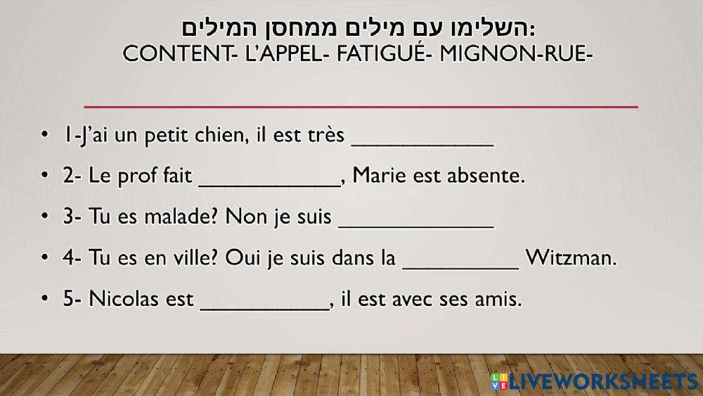 Revision  verbe etre- traduction
