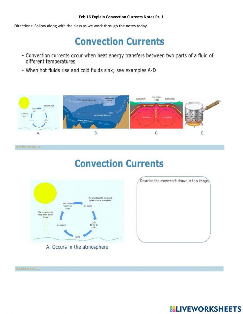 Feb 16 Convection Currents Notes Pt. 1 worksheet Live Worksheets
