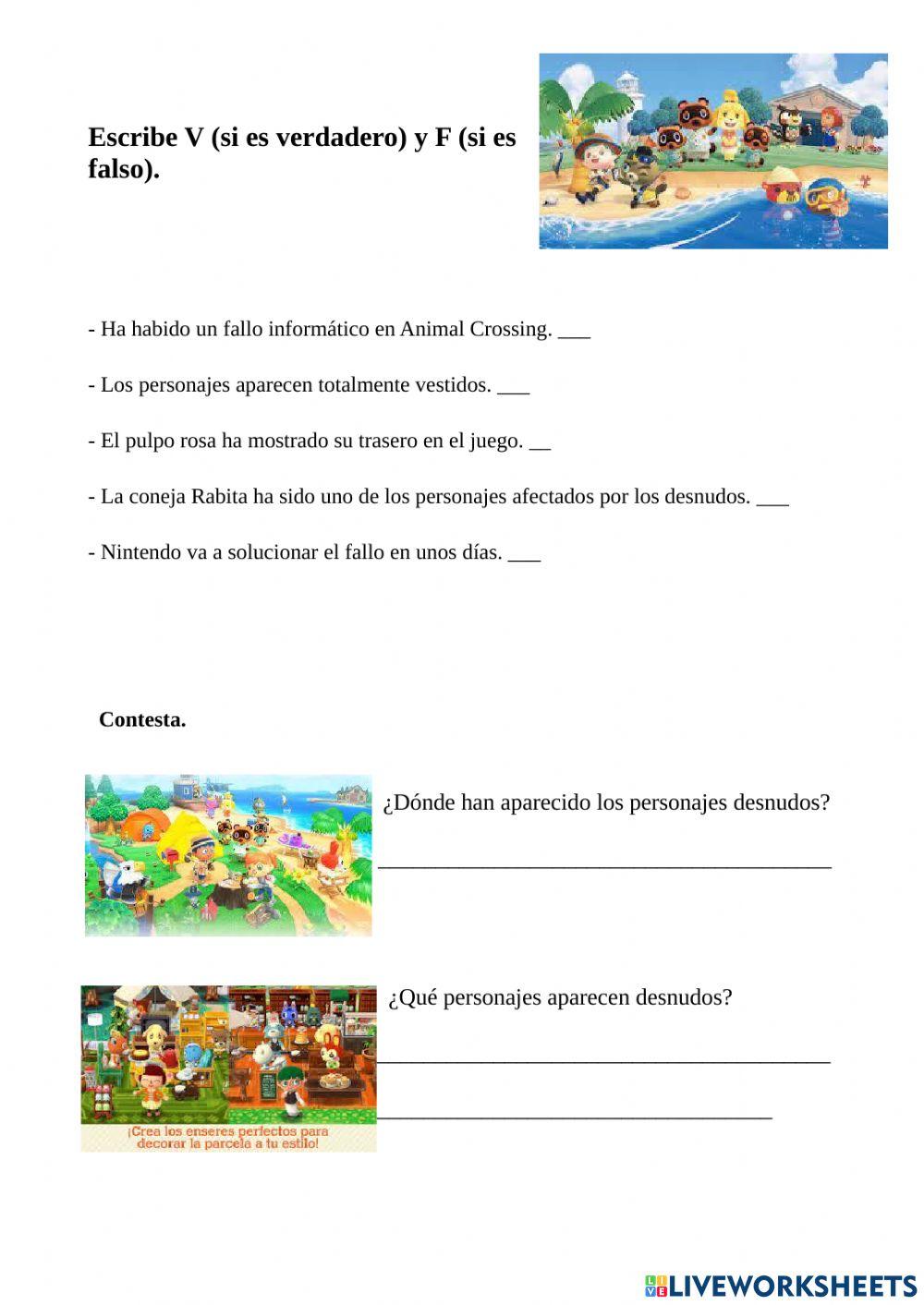 Comprensión lectora animal crossing