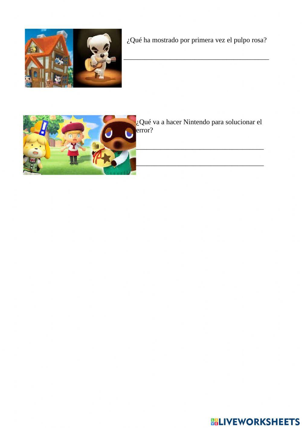 Comprensión lectora animal crossing