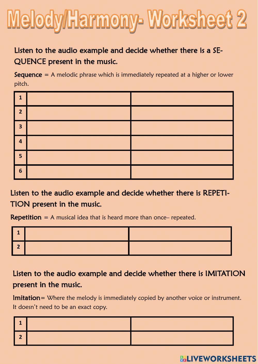 Melody-Harmony Worksheet 2