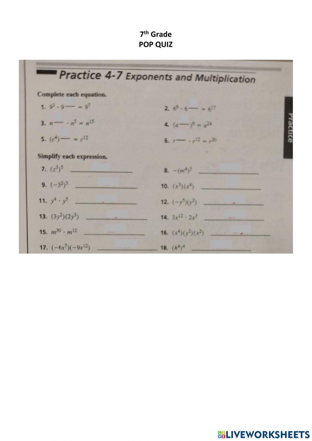 7th Quiz Lesson 4-7
