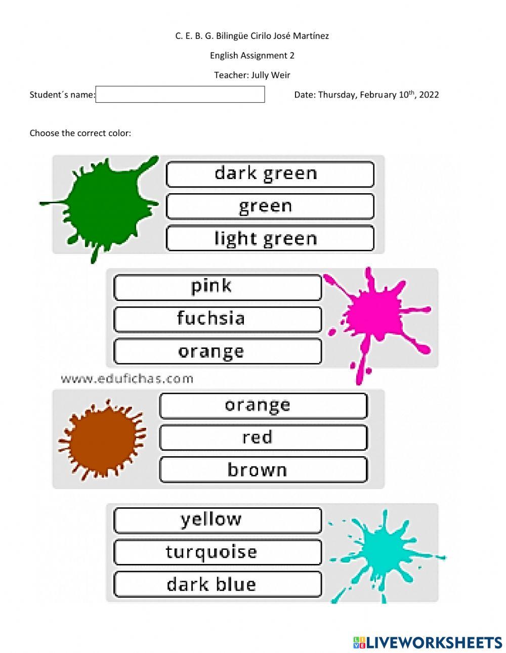 COLORS online exercise for | Live Worksheets