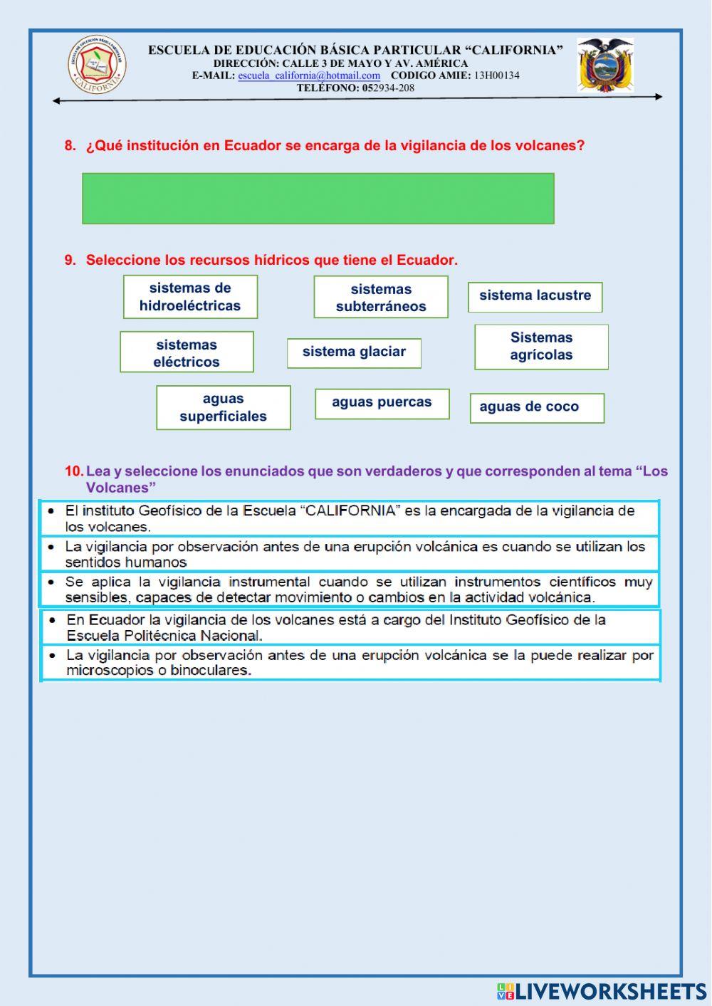 Evaluación de 5to. de eess del 2do. parcial del 2do. quimestre para 5 estudiantes
