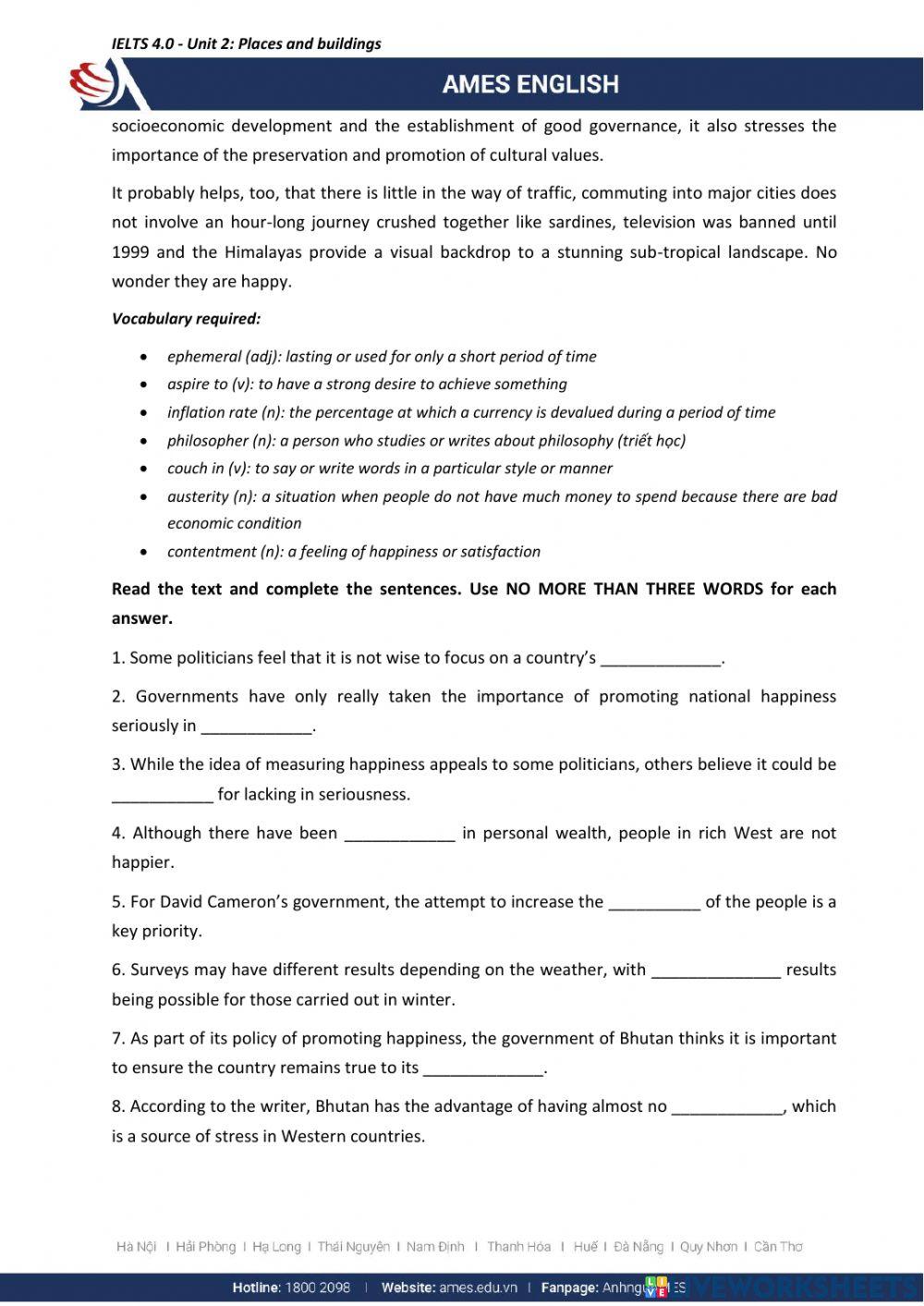 IELTS Reading - Sentence completion