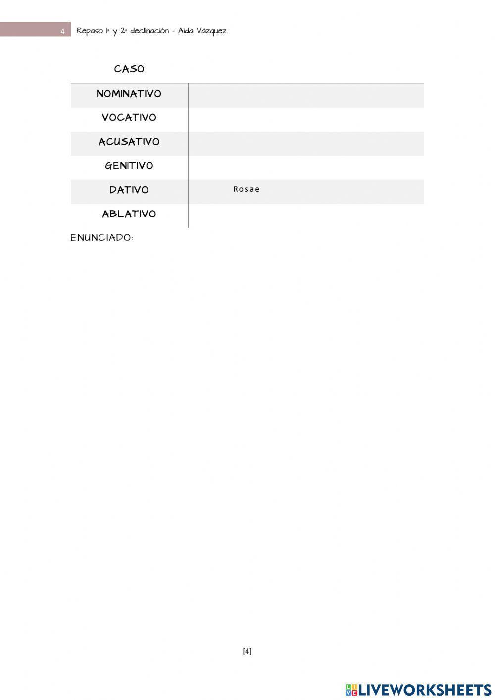 Repaso 1ª y 2ª declinación