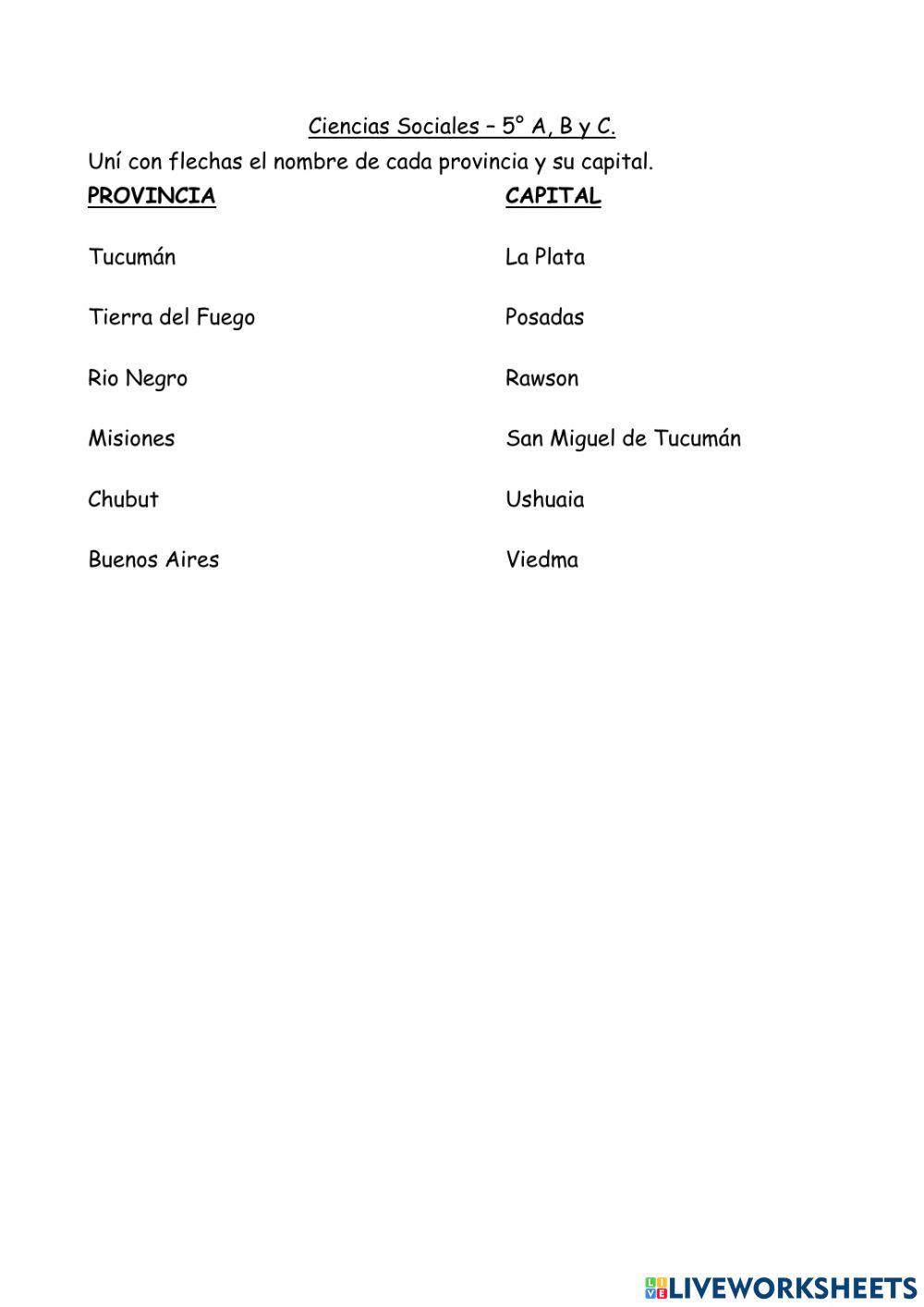 Provincias y capitales de Argentina