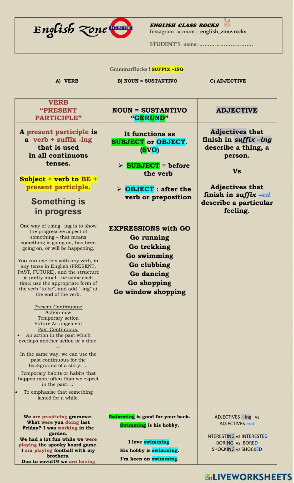 Suffix ing - GrammarRocks