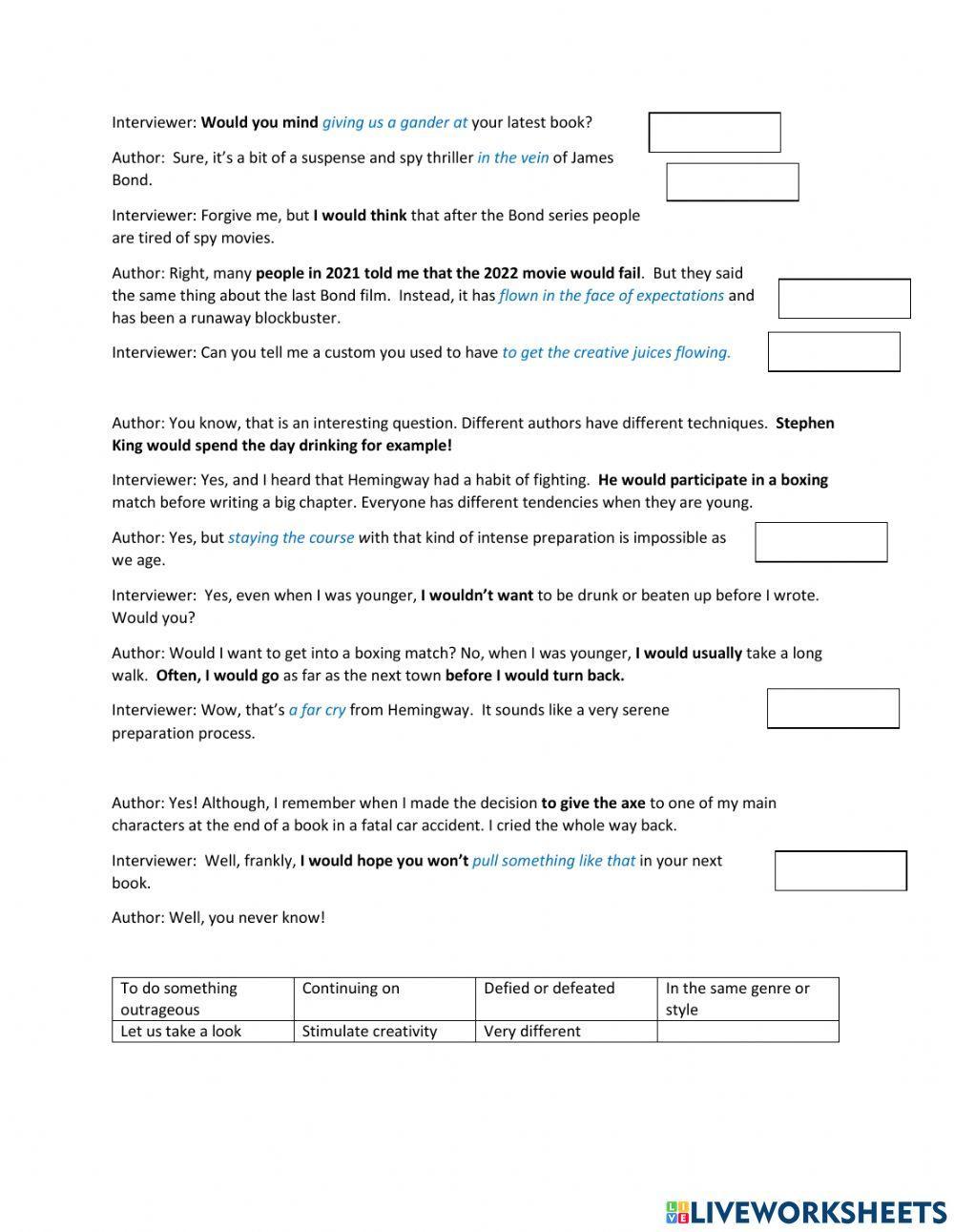 Uses of would Evolve 6 Chapter 2