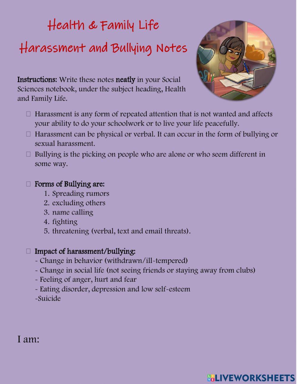 Harassment & Bullying Notes