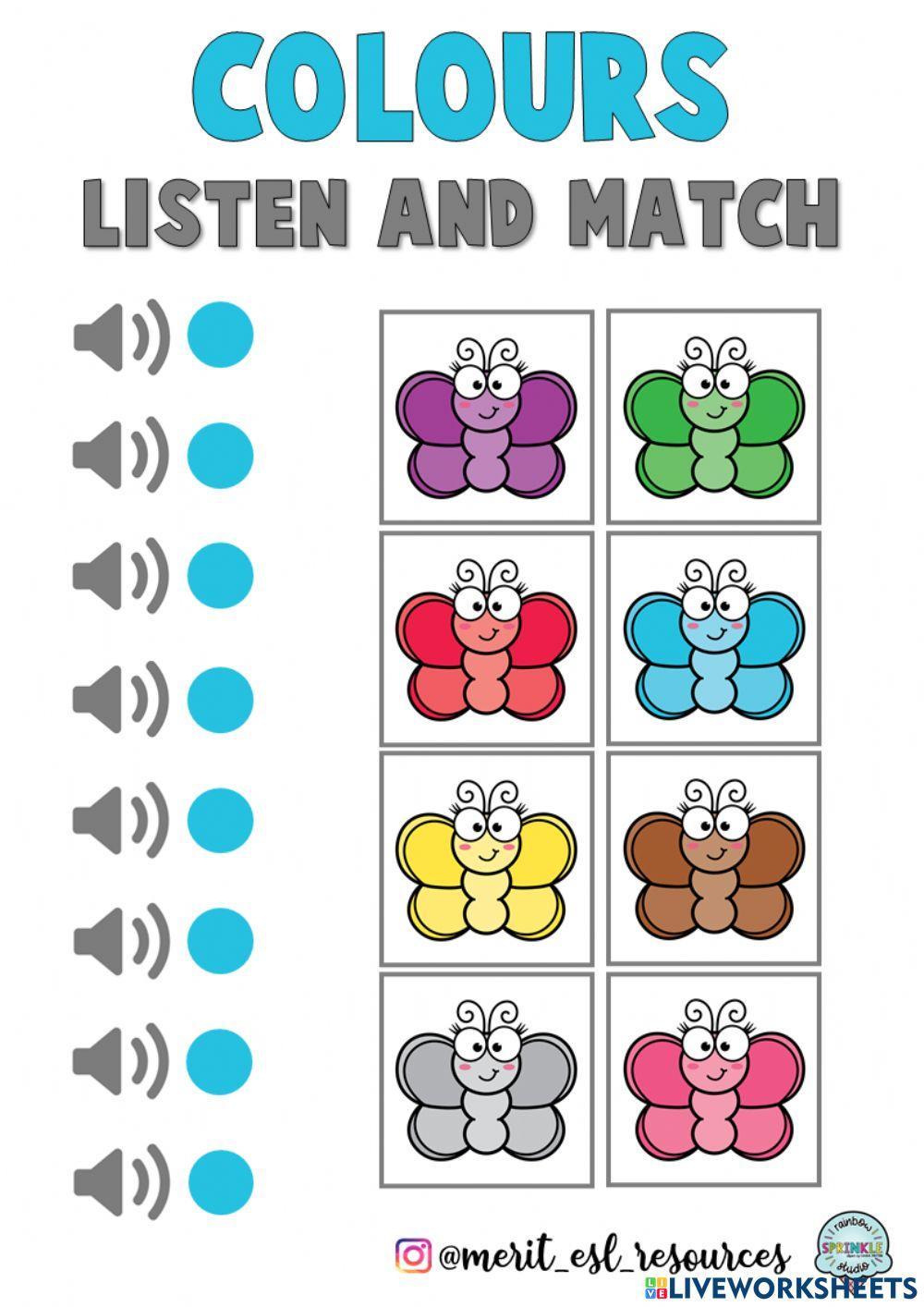 Colours - Listen and match Colours - Listen and match