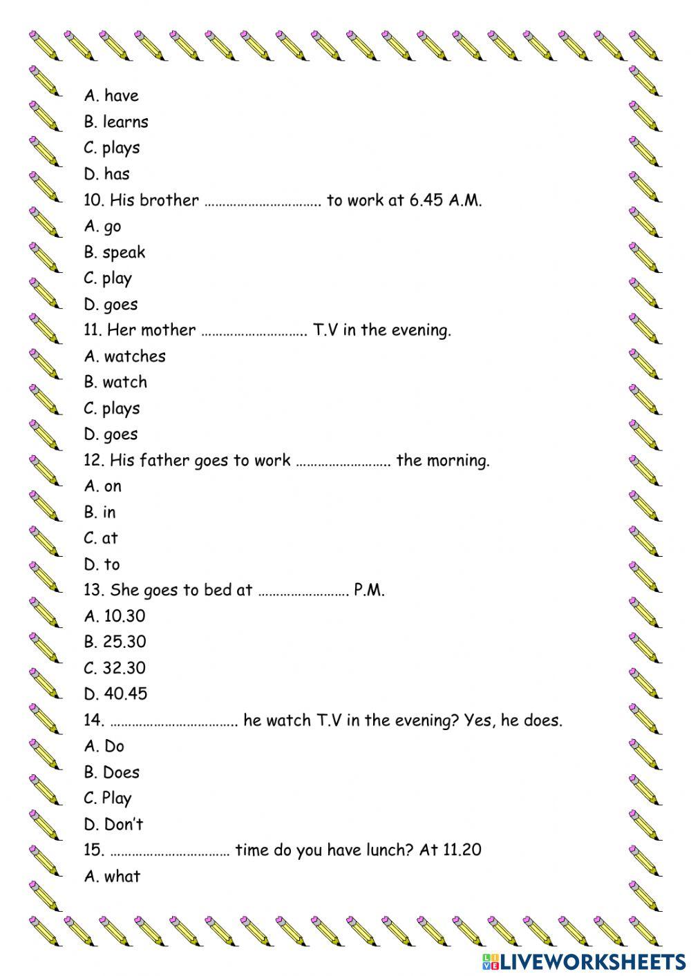 Bài tập tiếng Anh nâng cao lớp 4