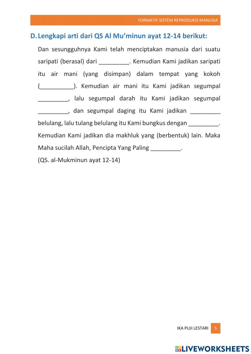 Formatif Sistem Reproduksi 9C&9D