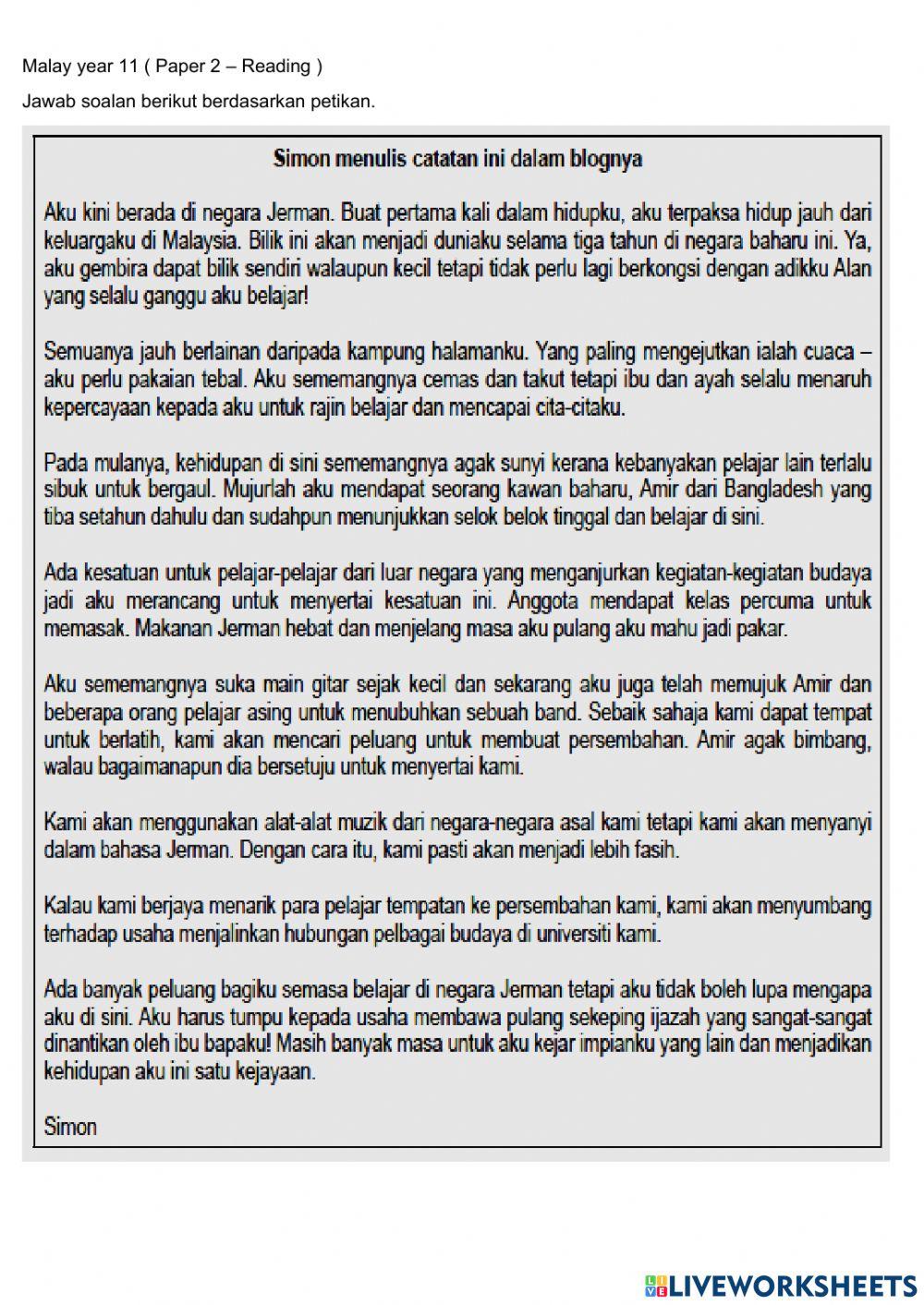 Malay igcse year 11 paper 2
