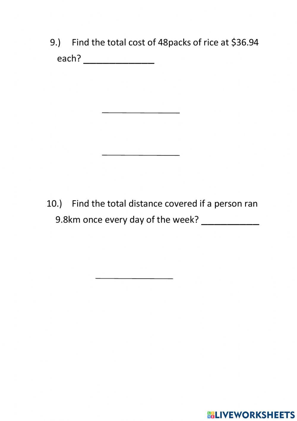 Multiplying Decimals