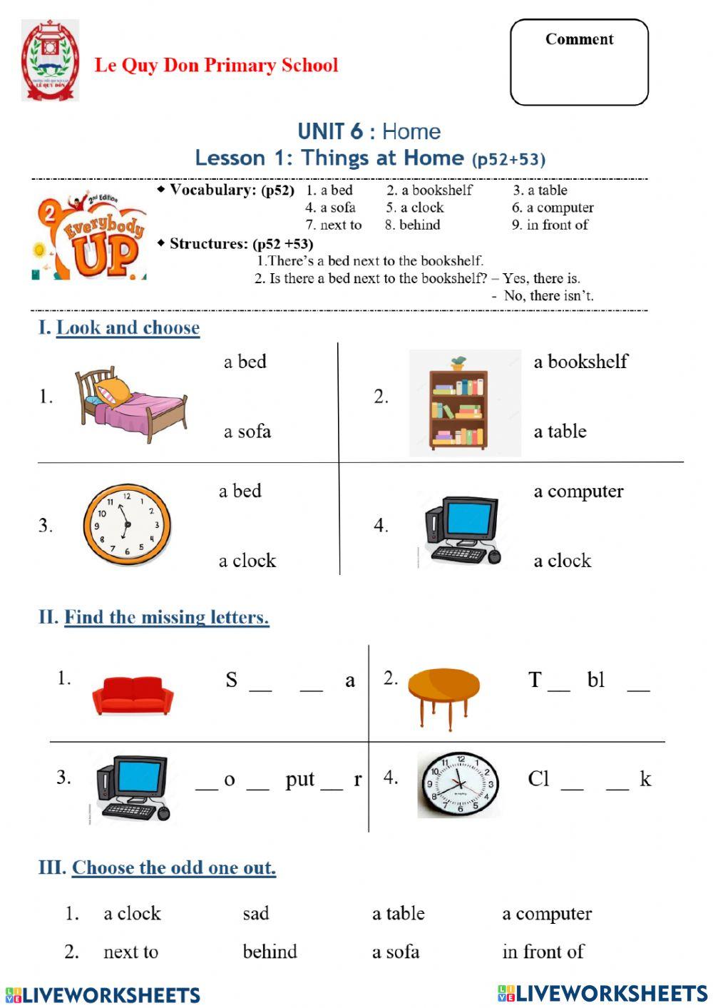 Unit 6 - Lesson 1: things at home
