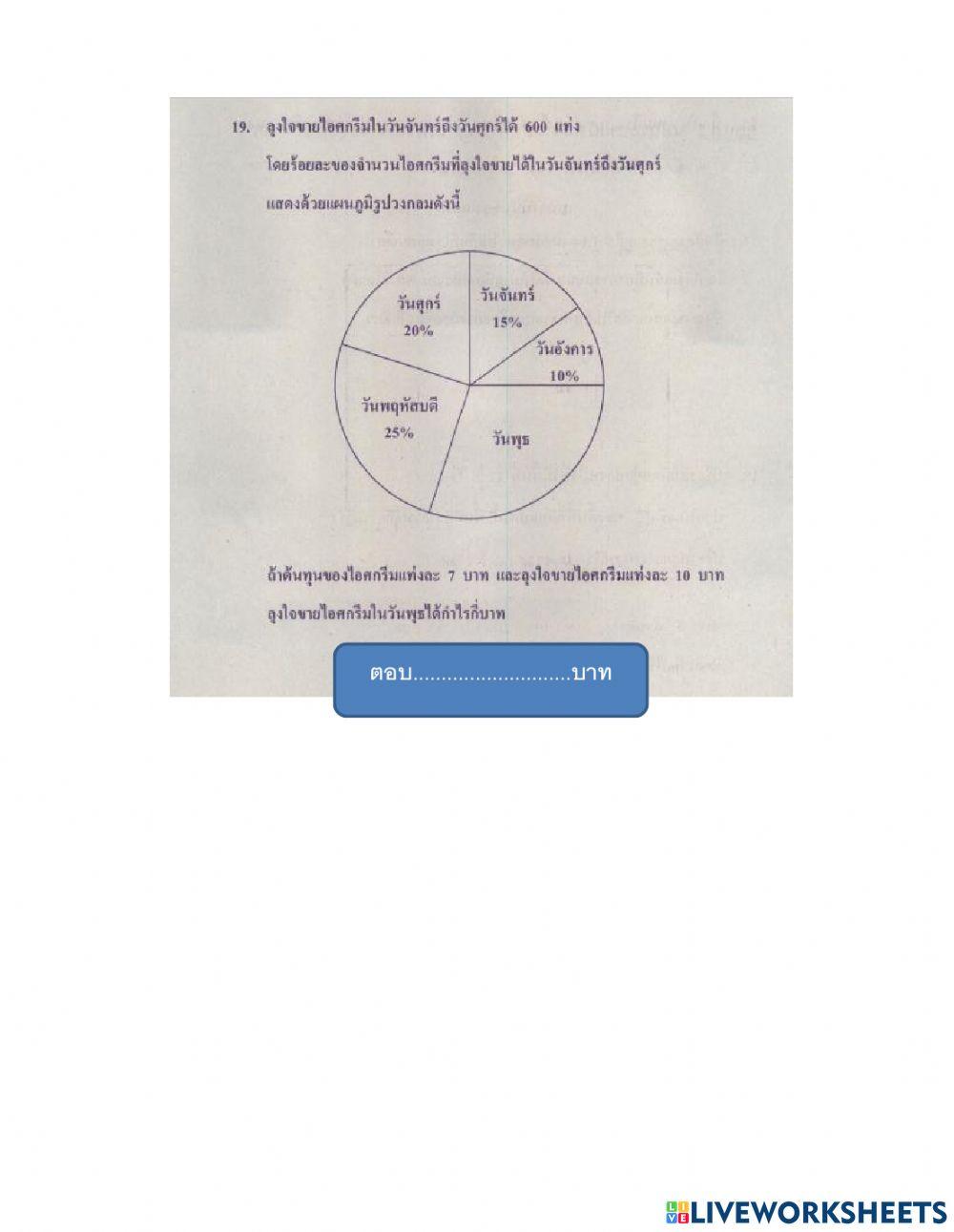 ตัวอย่างข้อสอบ onet ปี 2564
