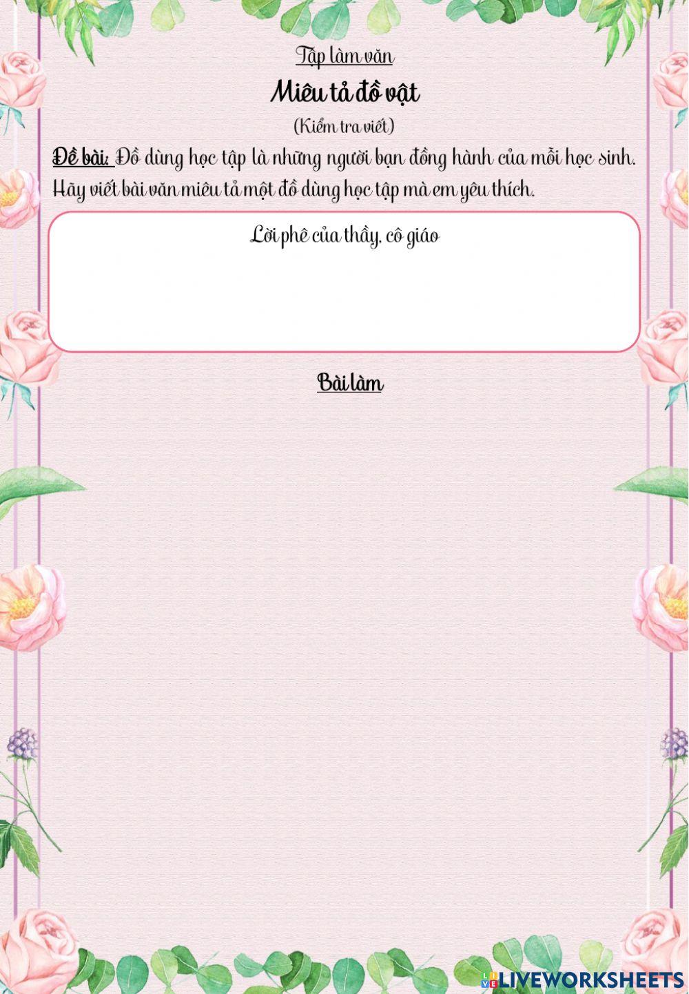 Tập làm văn - Kiểm tra viết