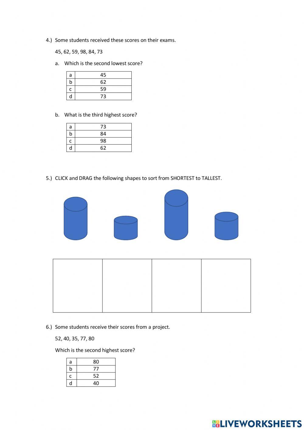 Sorting Objects and Ordering Numbers