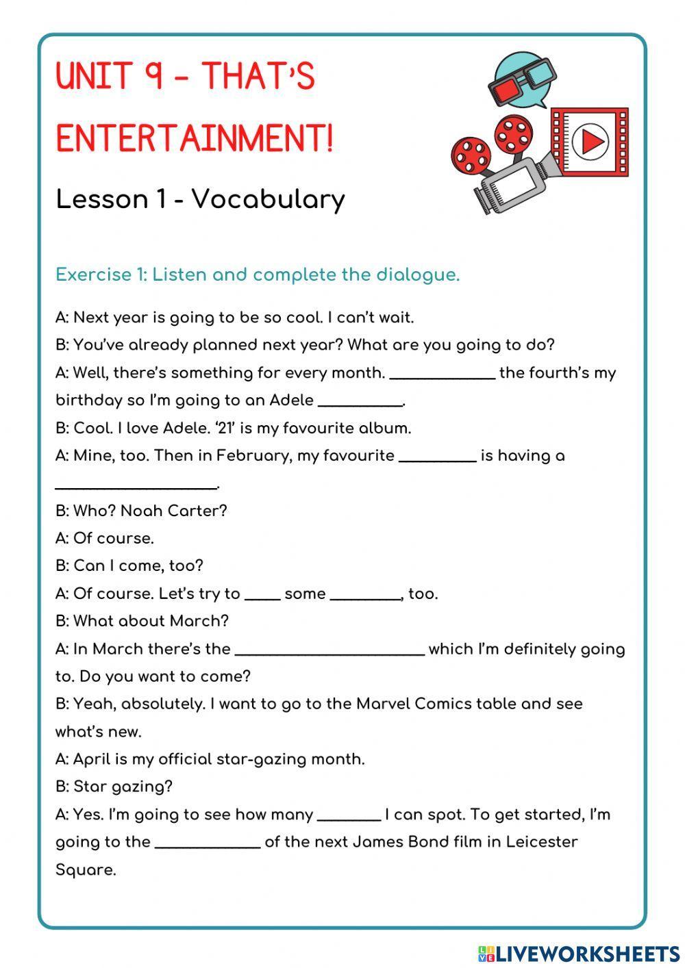 BEP 6 Unit 9 That's entertainment