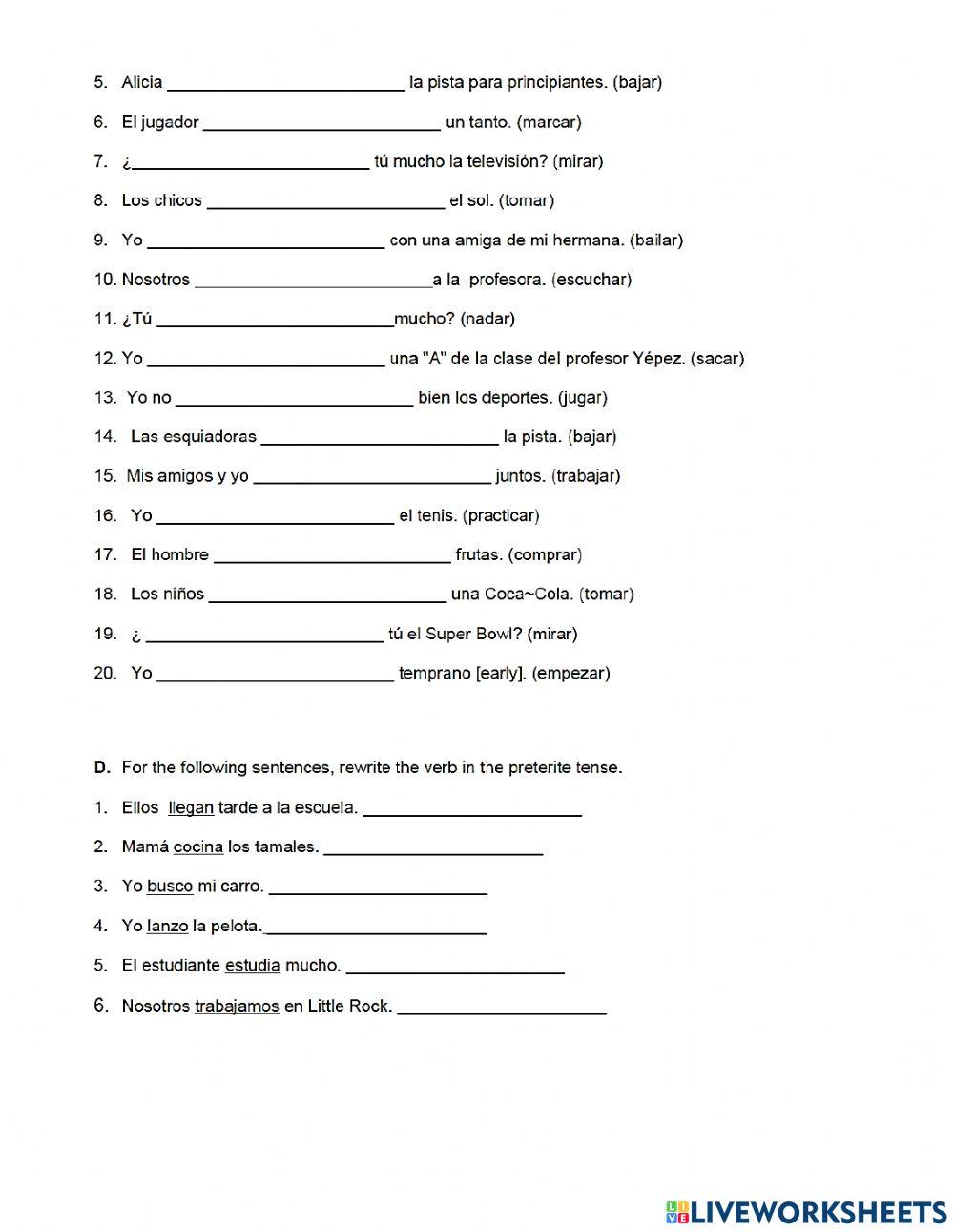 6831713 | El Pretérito: Verbos -AR, CAR-GAR-ZAR | Tina