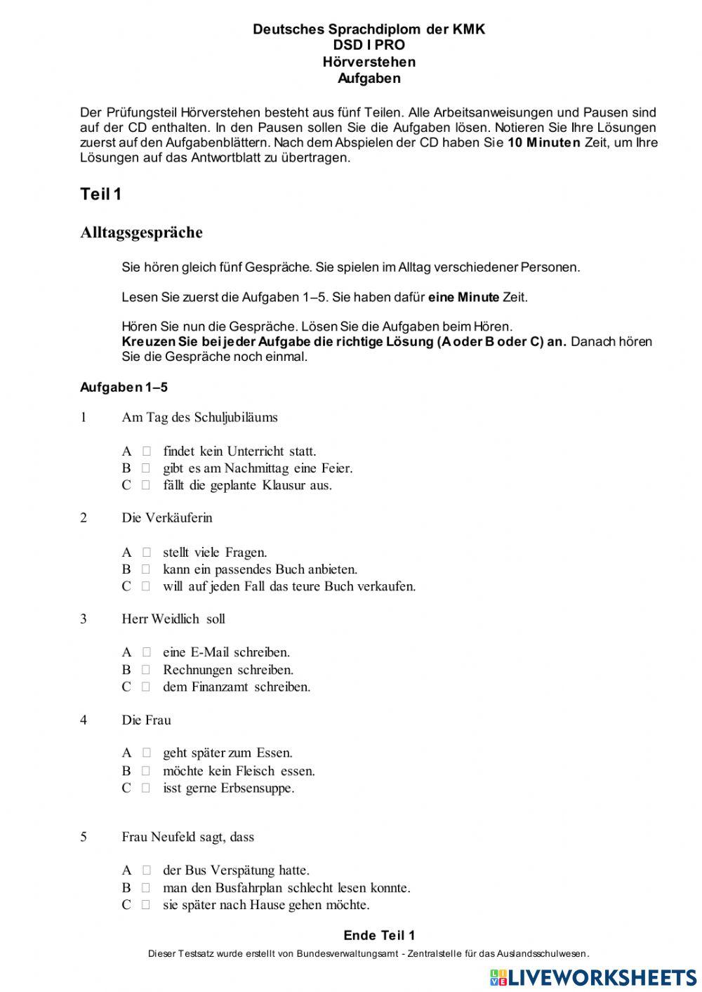 DSD Pro I Hörverstehen