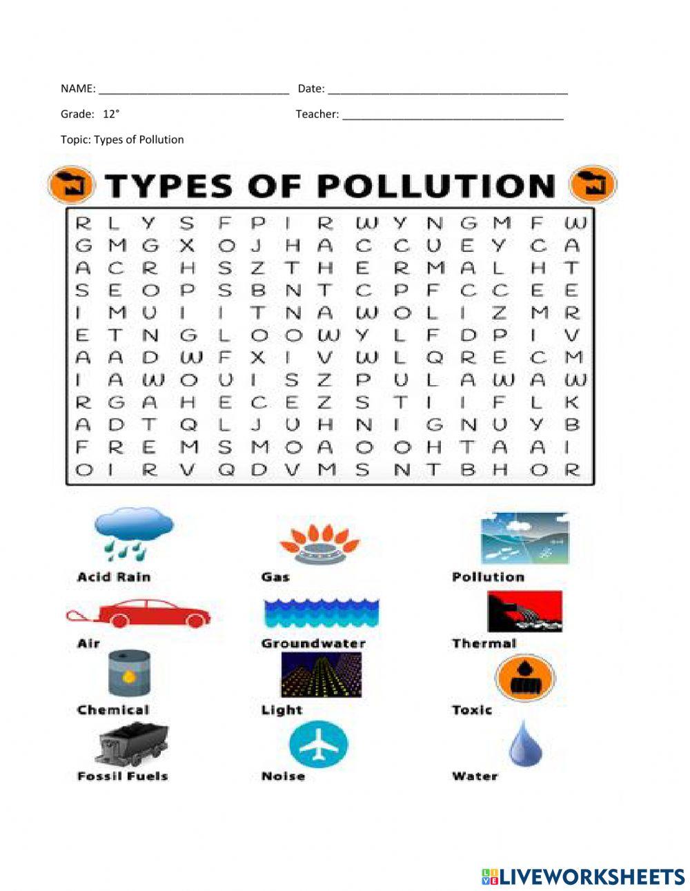 types-of-pollution-1131-lorena0412-live-worksheets