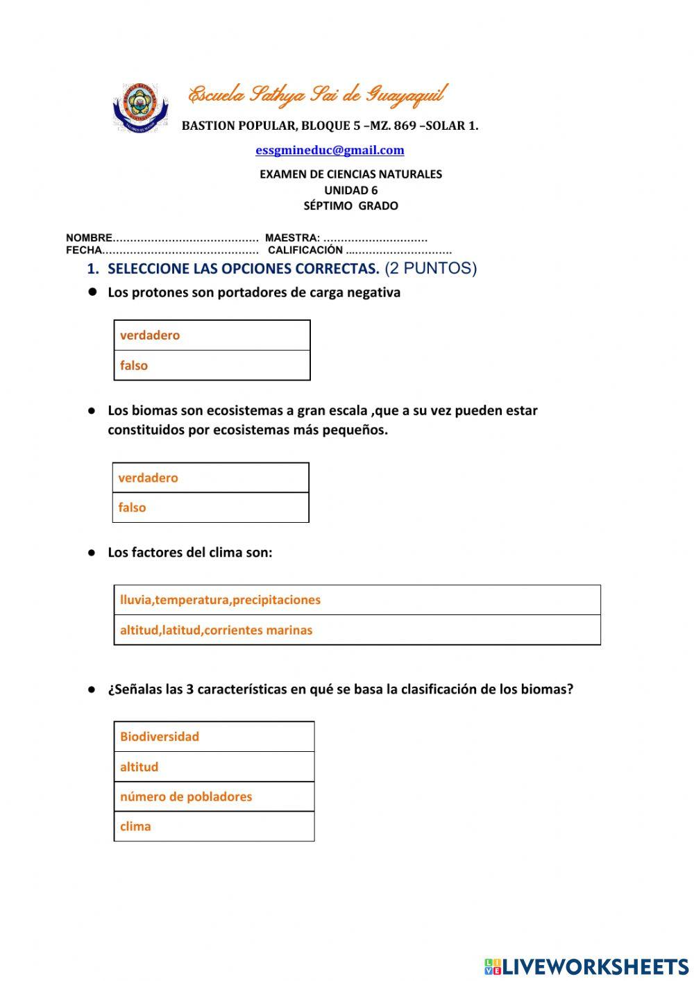 7mo examen de ciencias naturales