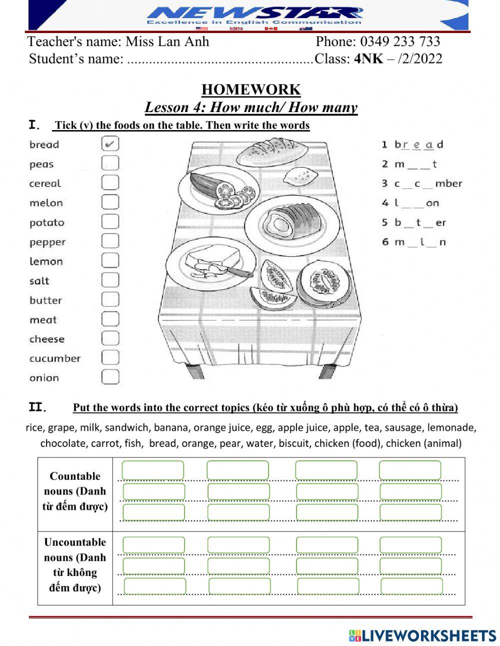 4NK3 Z7L4 How much-How many