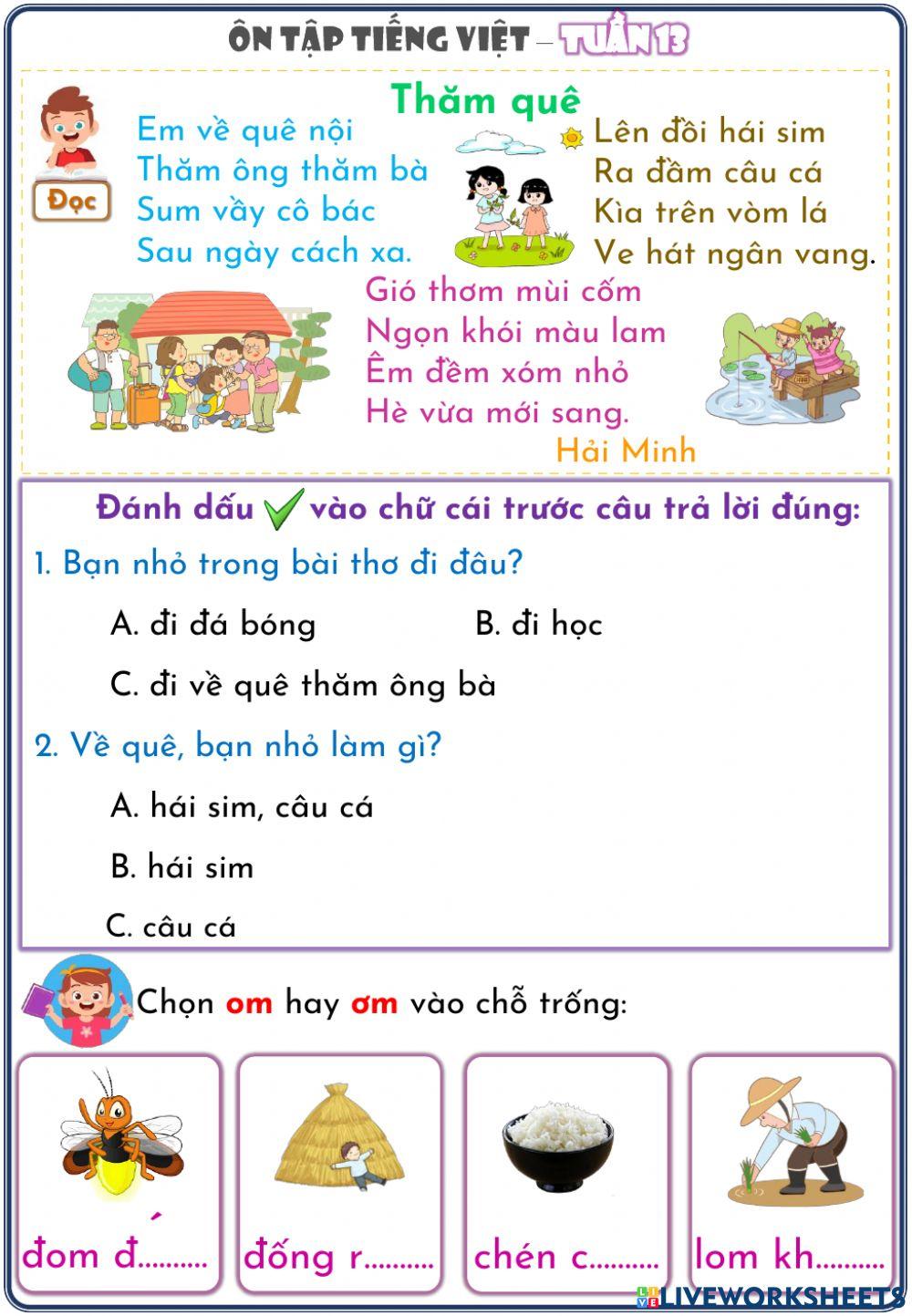 Phiếu ôn tập TV tuần 13