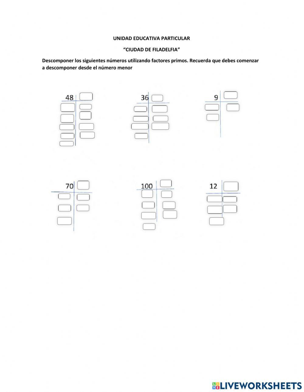 Descomposición de factores primos