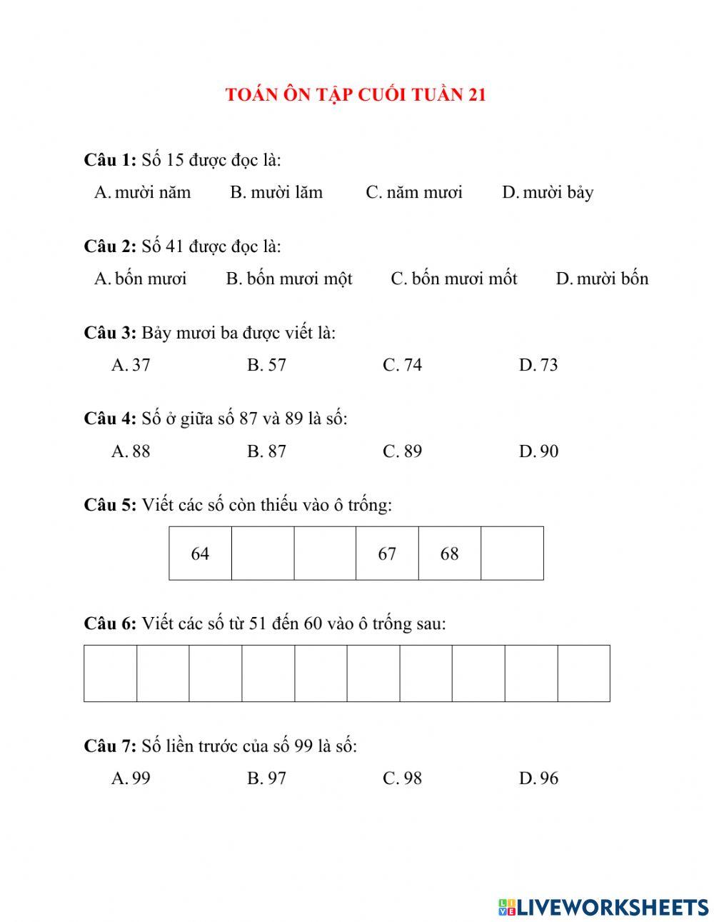 Tiếng Việt + toán