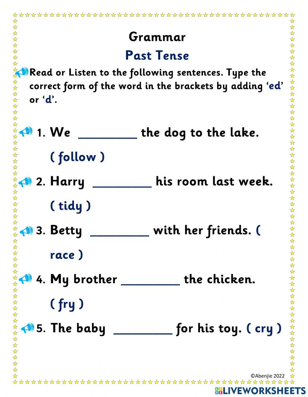 Past Tense - Adding 'ed' Past Tense - Adding 'ed'