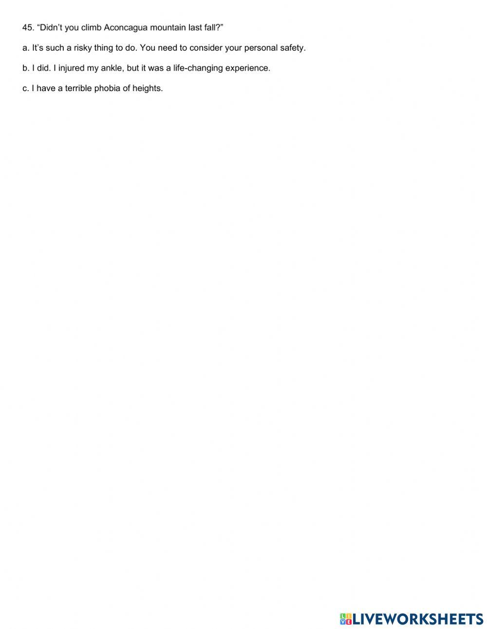 Grammar - vocabulary placement test - iv cycle