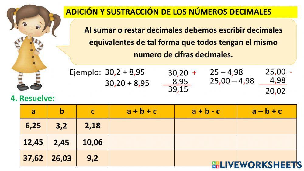 Operaciones con Decimales