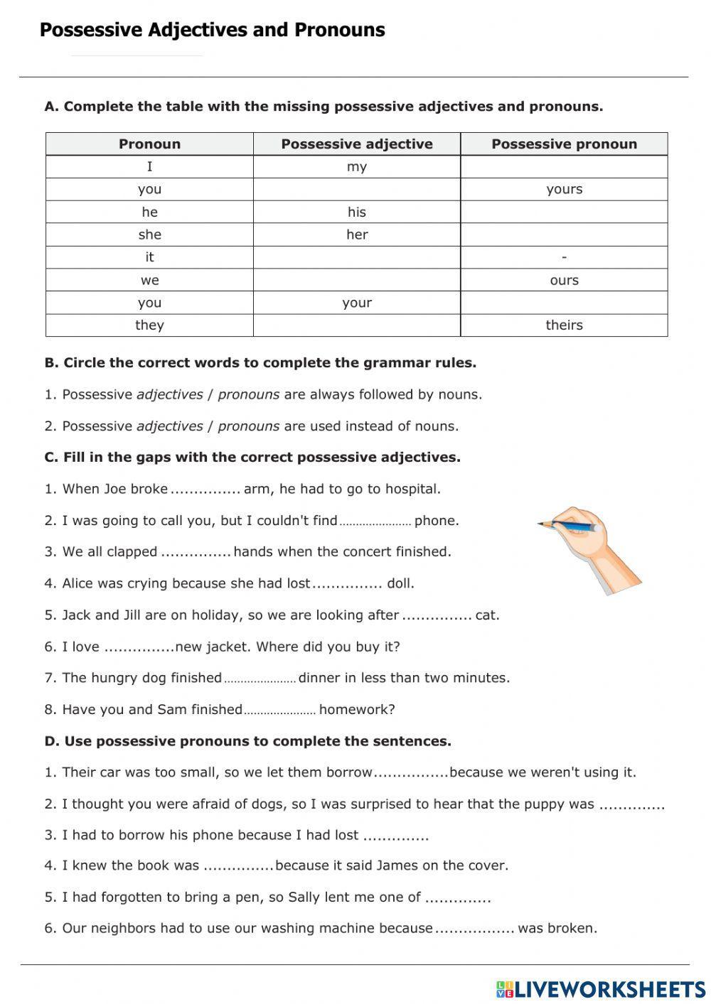 Possessive Adjectives and Pronouns