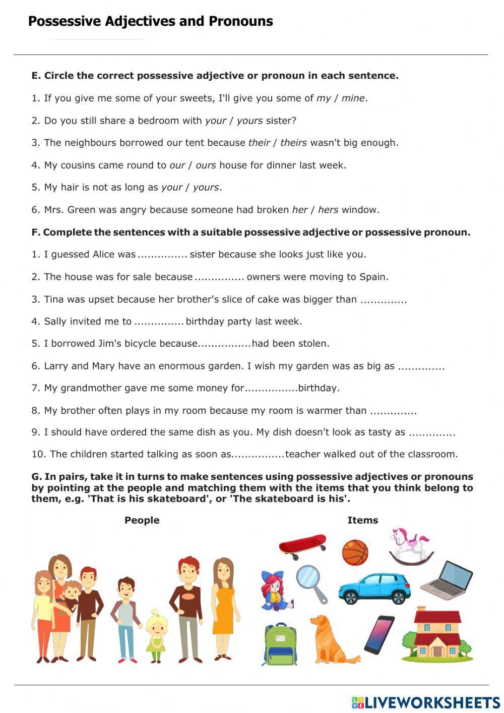 Possessive Adjectives and Pronouns