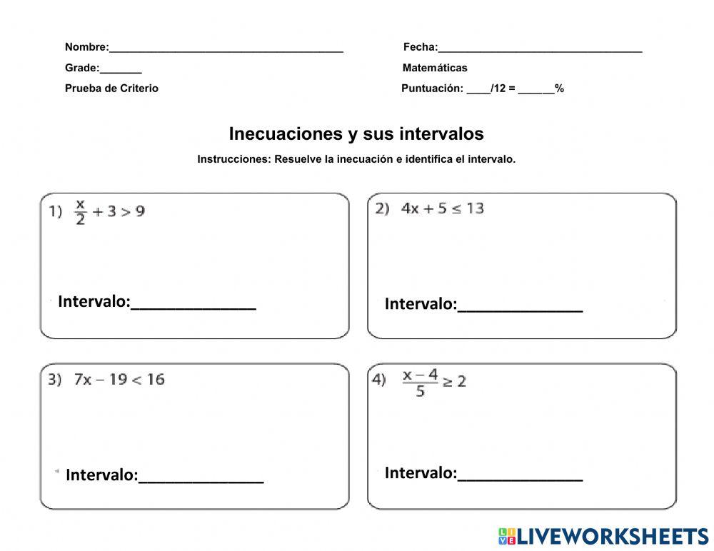 Inecuaciones y sus intervalos