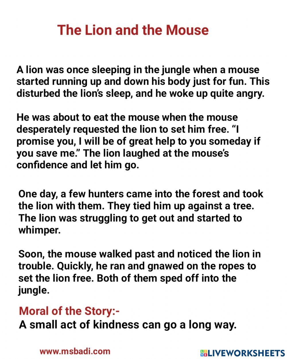 Day-6-english story-the lion and the mouse