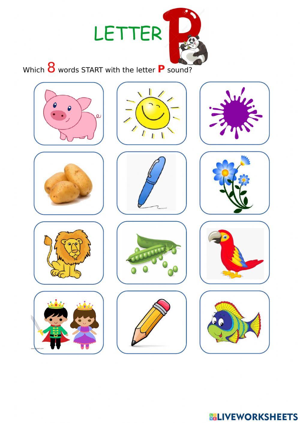 Letter P online pdf activity for Primary school | Live Worksheets
