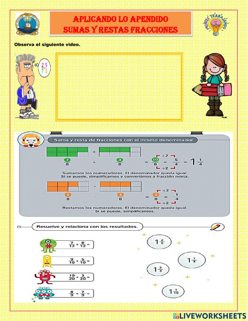 Suma y resta de fracciones