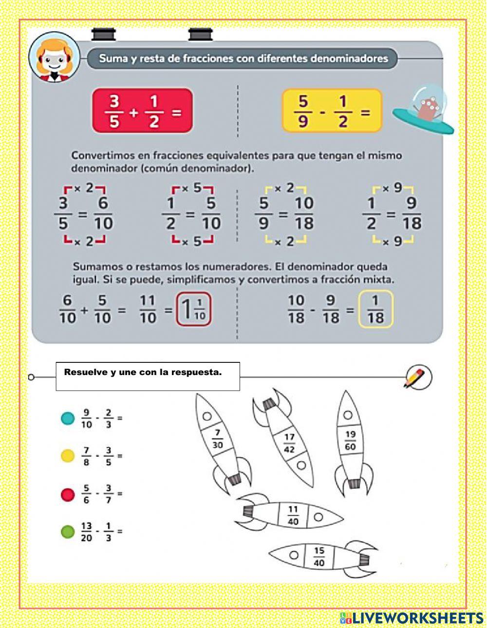 Suma y resta de fracciones