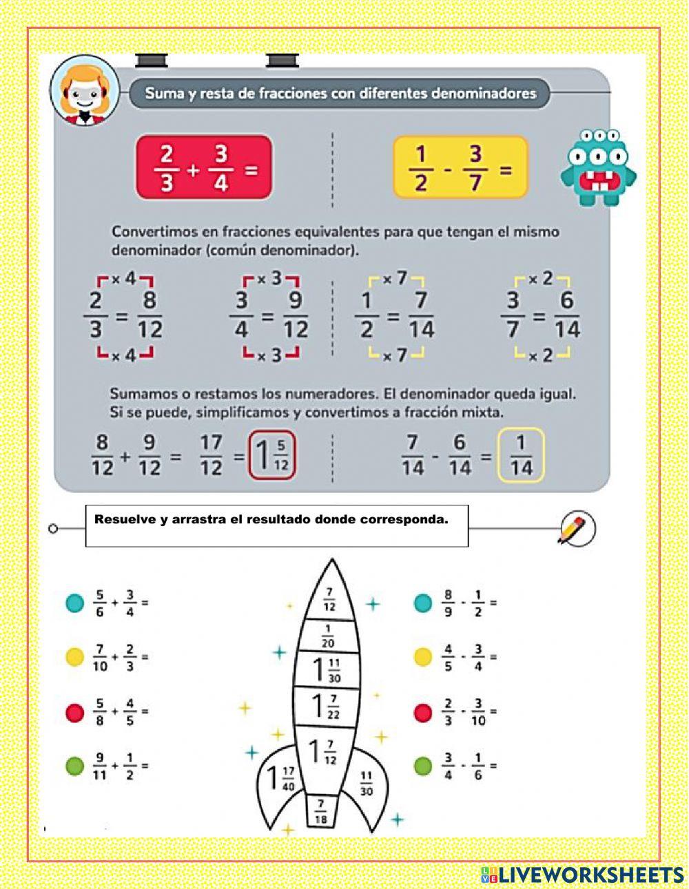 Suma y resta de fracciones