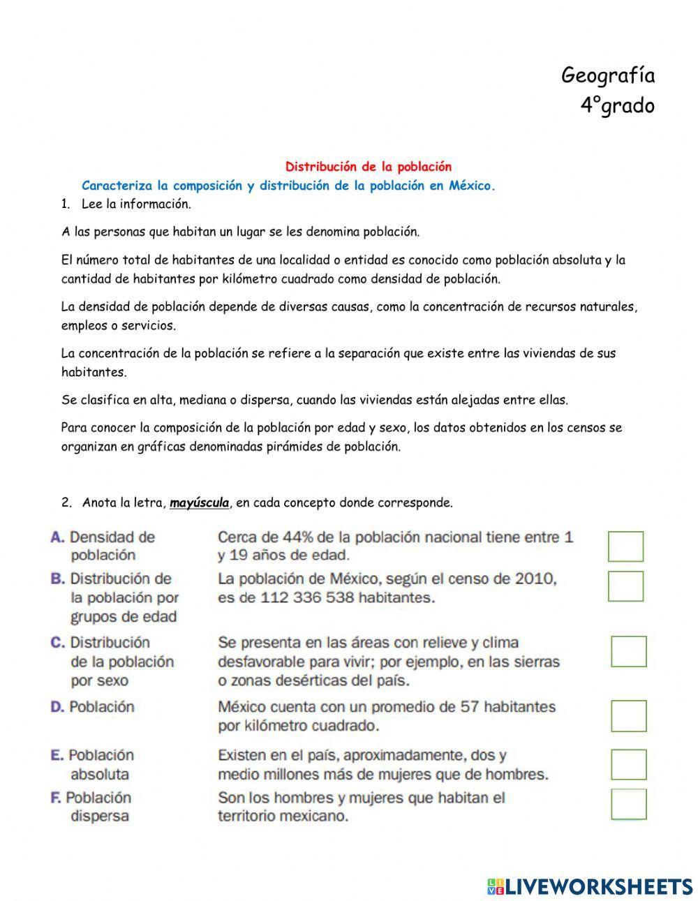 Distribución de la población