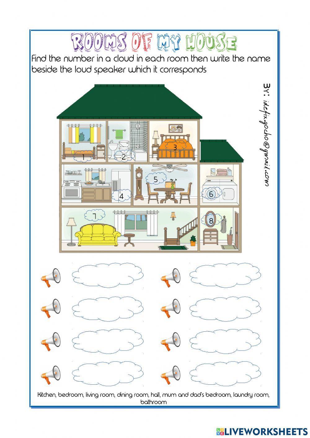 Rooms in the house - ESL worksheet by mytijana