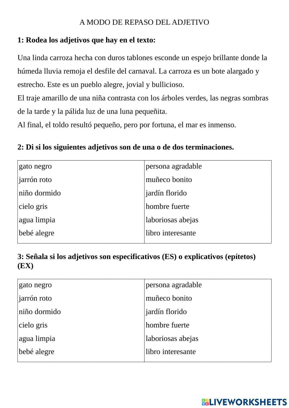 El adjetivo (repaso)