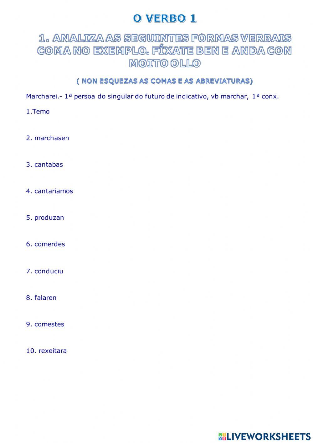 O verbo 1 O verbo 1