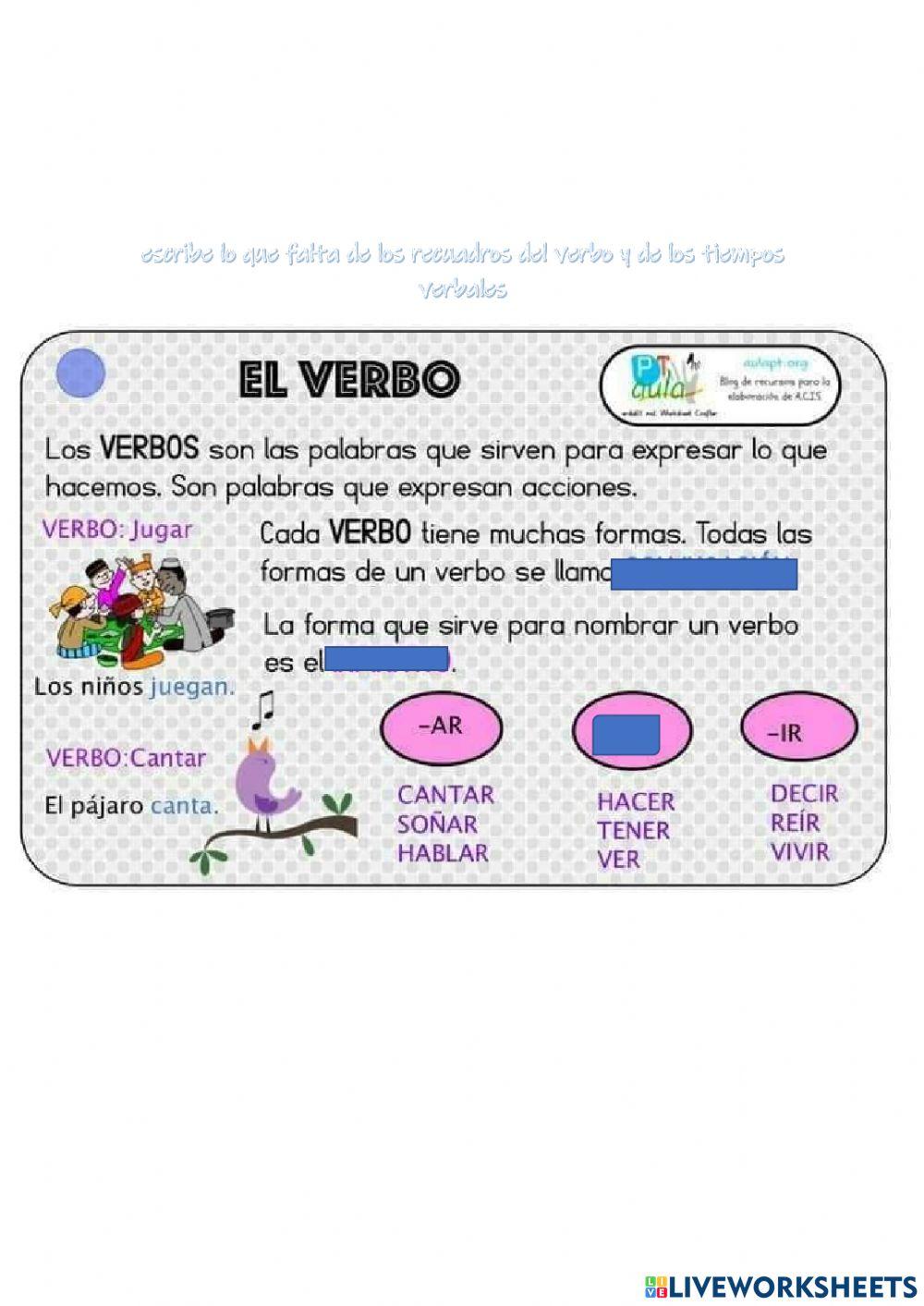 Lengua Verbos, averbios, tiempos verbales y ortografia de la ll y y.